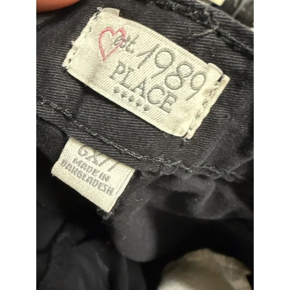 Children's Place Black Chino Pants Girls 6X 7 Straight‎ Leg Adjustable Uniform